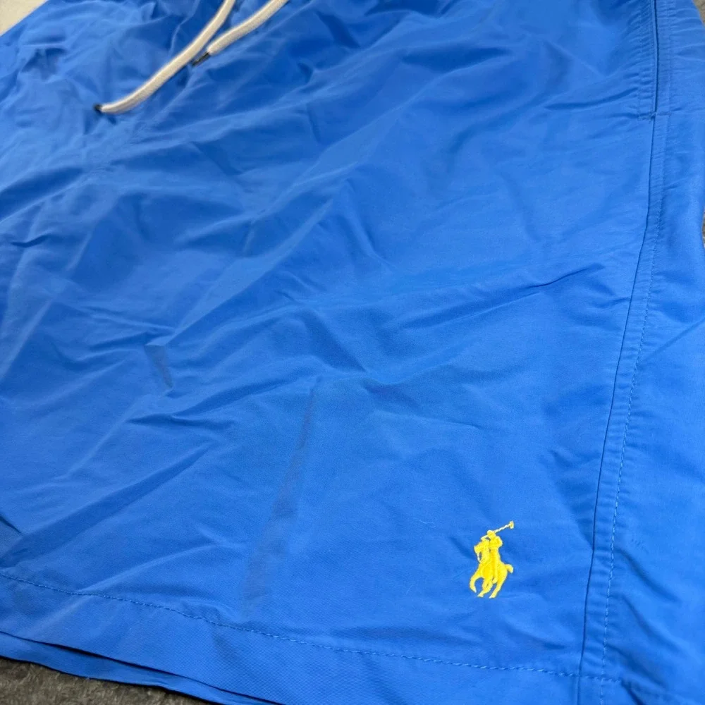 Polo Ralph Lauren Mens Swim Trunks Blue Yellow Pony Mesh Lined Board Shorts XL‎